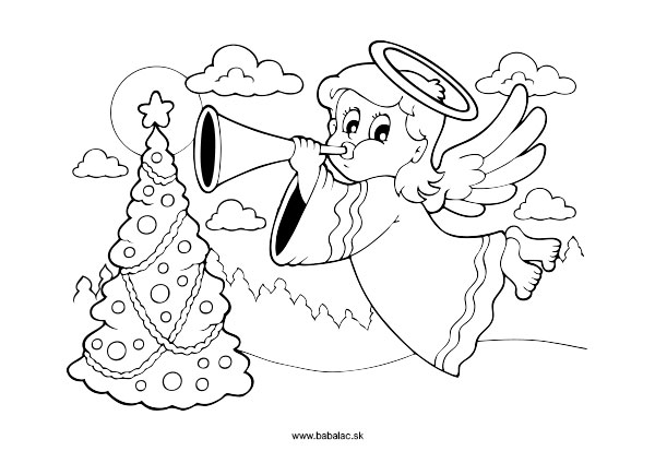 Omaľovánka pre deti Vianočný anjel